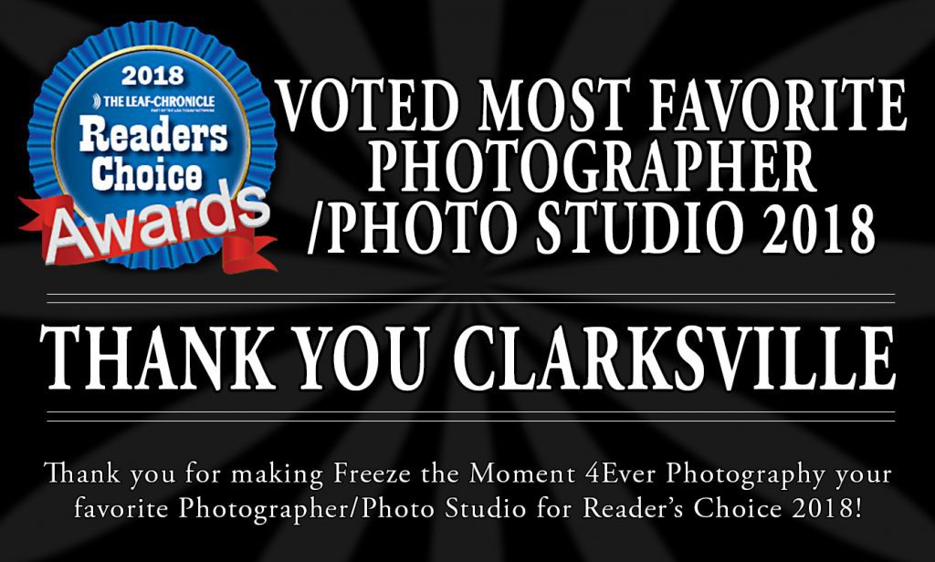 Readers Choice Awsards favorite photographer photo studio in Clarksville, TN Freeze the Moment 4Ever Photography