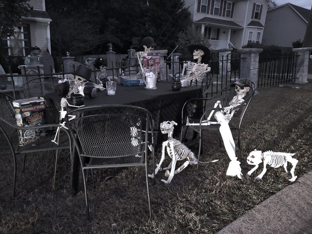 Mr. Bones Clarksville tn Tennessee skeleton decorations decor halloween yard setup headstone cemetery shower