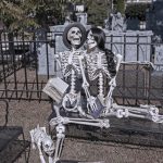 Mr. Bones Clarksville tn Tennessee skeleton decorations decor halloween yard setup headstone cemetery