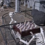 Mr. Bones Clarksville tn Tennessee skeleton decorations decor halloween yard setup headstone chess