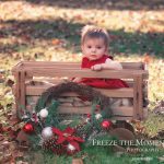 Baby in wagon holiday christmas photo session
