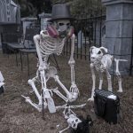 Mr. Bones Clarksville tn Tennessee skeleton decorations decor halloween yard setup headstone cemetery diaper change