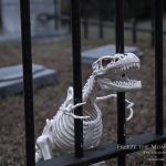 Mr. Bones Clarksville tn Tennessee skeleton decorations decor halloween yard setup headstone cemetery t-rex t rex