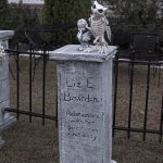 Mr. Bones Clarksville tn Tennessee skeleton decorations decor halloween yard setup headstone cemetery owl