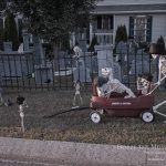 Mr. Bones Clarksville tn Tennessee skeleton decorations decor halloween yard setup headstone cemetery wagon