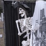 Mr. Bones Clarksville tn Tennessee skeleton decorations decor halloween yard setup headstone cemetery shower