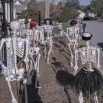 Mr. Bones Clarksville tn Tennessee skeleton decorations decor halloween yard setup headstone cemetery raven crow