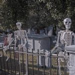 Mr. Bones Clarksville tn Tennessee skeleton decorations decor halloween yard setup headstone cemetery