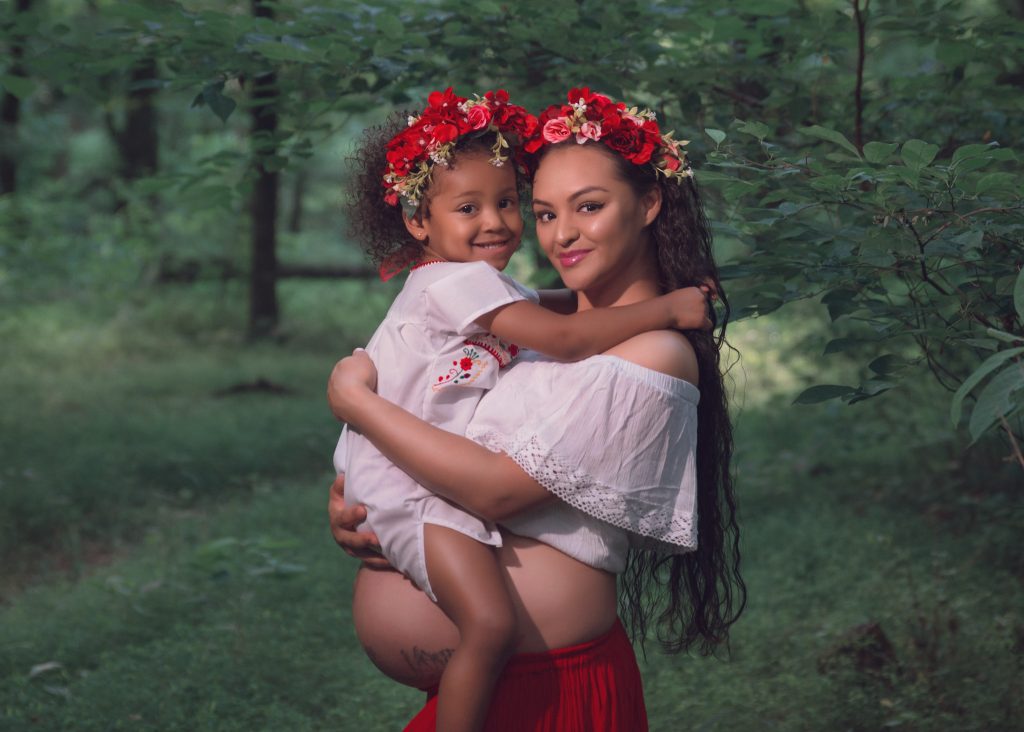 Mexican-themed Cultural Tribal Maternity dress shoot in Clarksville Tennessee TN Mother daughter