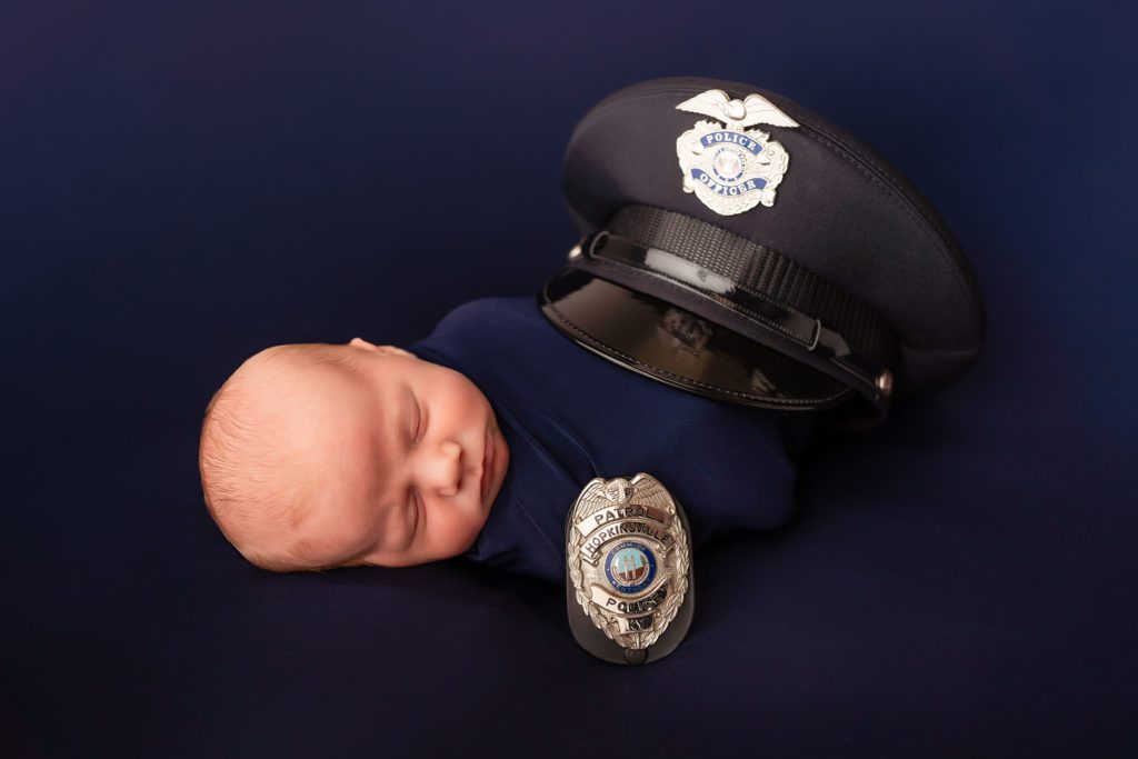 studio newborn session police officer theme from hopkinsville ky and clarksville tn